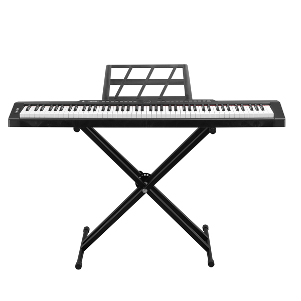 [Do Not Sell on Amazon] Glarry GPP-105 88 Key Full Size Semi-Weighted Standard Keyboards Digital Piano with Dual-tube X-Shape Stand, MIDI Bluetooth, Headphone，for Piano Lover Black color