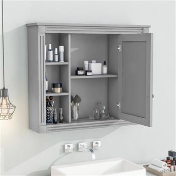 35\\'\\' x 28\\'\\' Wall Mounted Bathroom Storage Cabinet, Medicine Cabinet, Modern Bathroom Wall Cabinet with Mirror, Mirror Cabinet with 6 Open Shelves (Not Include Bathroom Vanity )