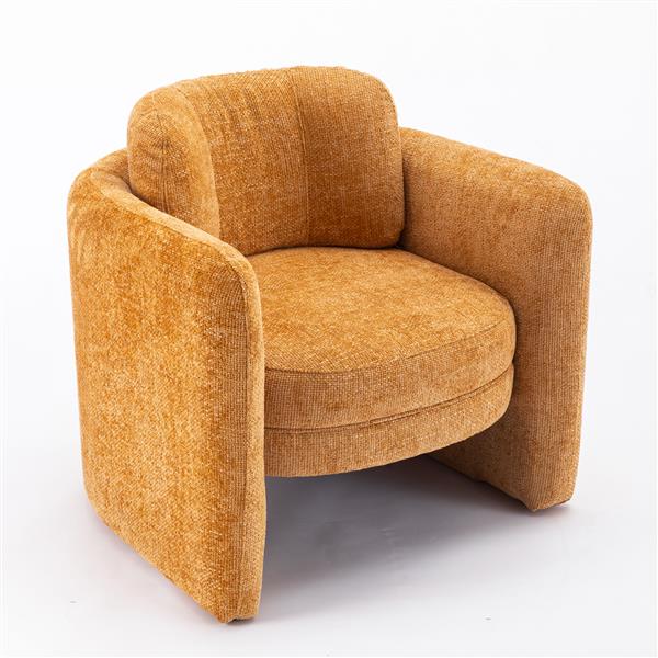 Mid Century Modern Barrel Accent Chair Armchair for Living Room, Bedroom, Guest Room,Office, pumpkin orange