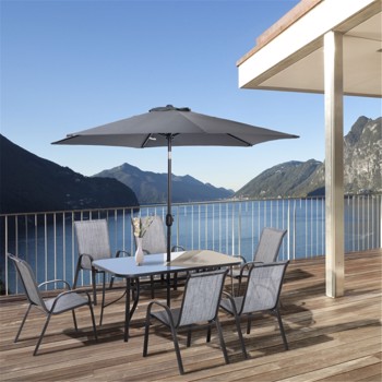 Outdoor dining table and chair package with umbrella