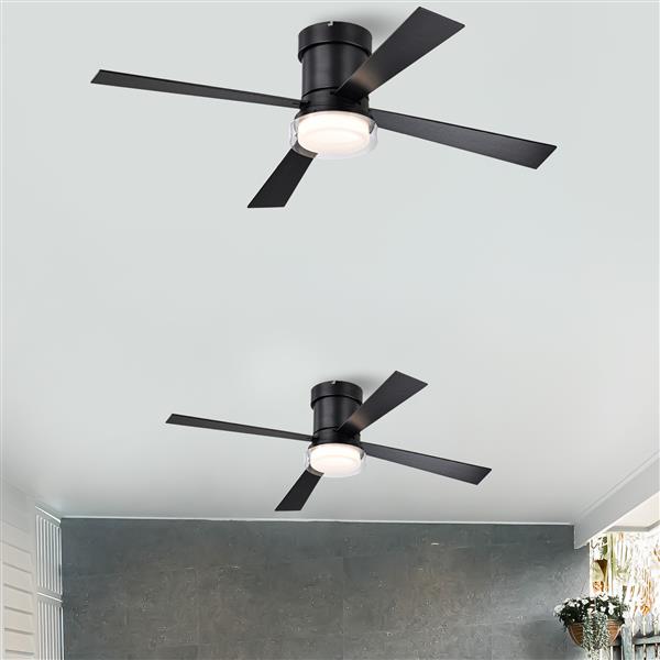 48'' Ceiling Fans with Lights and Remote,  Low Profile Ceiling Fan Flush Mount & Hang, 3000K-6500K Dimmable  LED Fan Light, White Modern Ceiling Fans with Lights for Bedroom