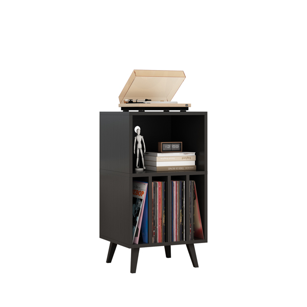 Record Player Stand，Turntable Stand with Storage，Album Storage Cabinet for Bedroom Living Room Office，Music room，Black