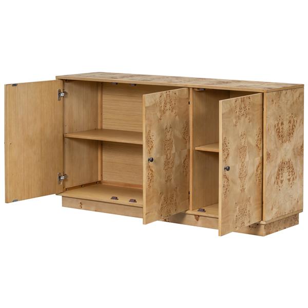 Wood Pattern Storage Cabinet with 3 Doors, Suitable for Hallway, Entryway and Living Rooms.