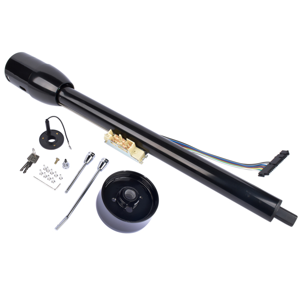 Black 32" Floor Shift Tilt Manual Steering Column w/ Key & 9 Hole Wheel Adpater