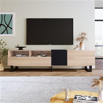 Modern TV Stand for 80\\'\\' TV with Double Storage Space, Media Console Table, Entertainment Center with Drop Down Door for Living Room, Bedroom, Home Theatre