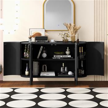 Curved Design Light Luxury Sideboard with Adjustable Shelves,Suitable for Living Room,Study and Entrance