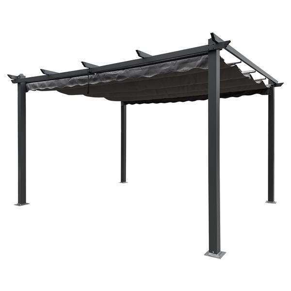 13x10 Ft Outdoor Patio Retractable Pergola With Canopy Sunshelter Pergola for Gardens,Terraces,Backyard, Gray