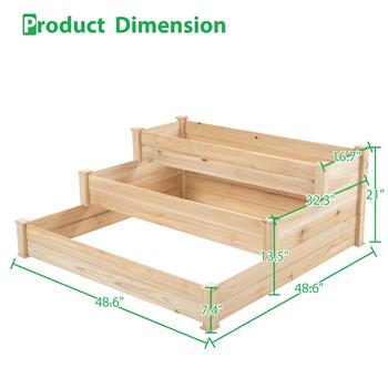 48.6 x 48.6 x 21in Raised Garden Bed Horticulture Outdoor Elevated Flower Box Tiered Garden Bed Wooden Vegetables Growing Planter for Backyard/Patio/Gardener Natural