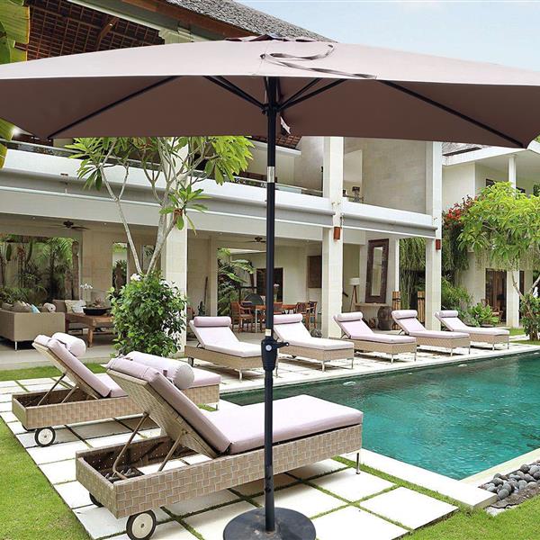 6 x 9ft  Patio Umbrella Outdoor  Waterproof Umbrella with Crank and Push Button Tilt without flap for Garden Backyard Pool  Swimming Pool Market