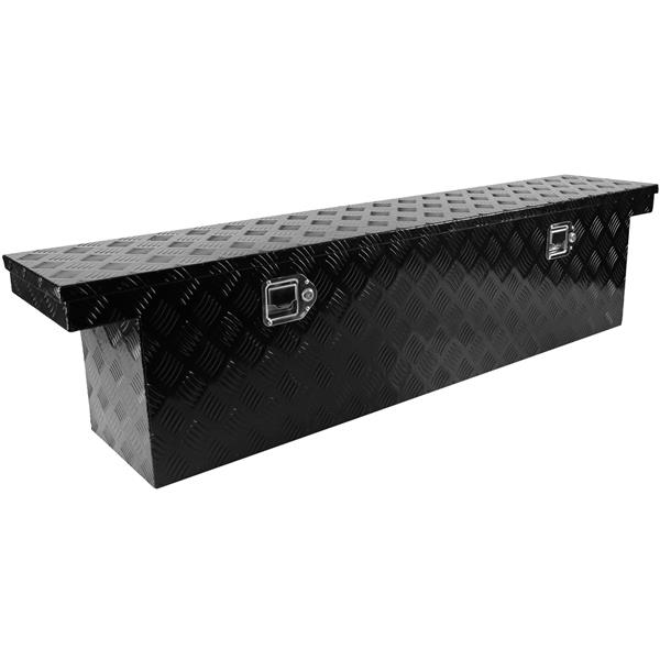 60.2"(L) x 12.2"(W) x 14.4"(H) Pickup Truck Bed Tool Box Trailer Tool Box for Bed of Truck,Aluminum Stripes Toolbox for Truck RV Tralier,Chrome Latch,Black Surface