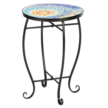  Blue Hawaiian Sun Mosaic Round Terrace Bistro Table