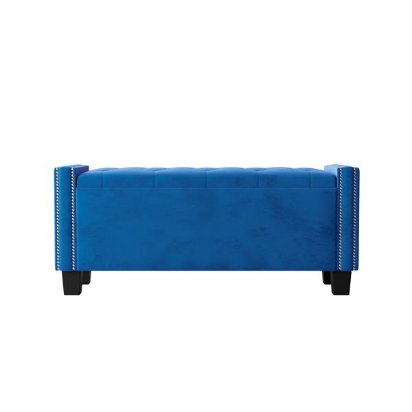 Upholstered Velvet Storage Bench for Bedroom, End of Bed Bench with Rivet Design, Tufted Foot Rest Stool,Blue