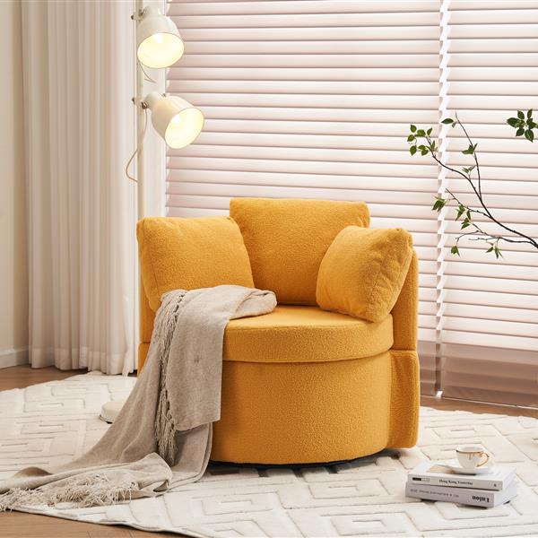 Fabric Swivel And Storage Chair With Back Cushion For Living Room,Yellow