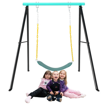 Metal Outdoor Garden Swing for Children, Porch Swing Frame, Heavy Duty A-Frame Children\\'s Garden Swing, Swing Stand Frame for Yoga Hammock, Seat Included, Blue