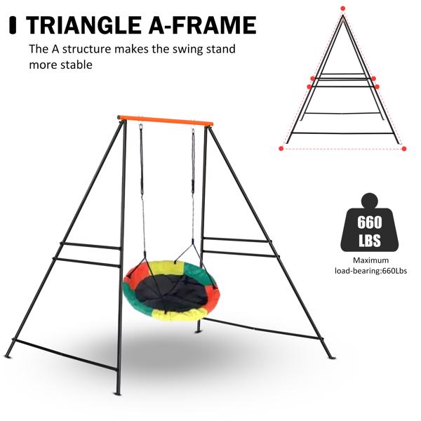 Metal Outdoor Garden Swing for Children, Porch Swing Frame, Heavy Duty A-Frame Children's Garden Swing, Swing Stand Frame for Yoga Hammock, Swing Support Only, Orange