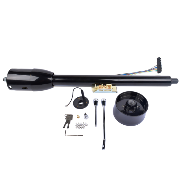 30" Tilt Manual Floor Shift Steering Column with Key & 9 Bolt Adapter Black NEW