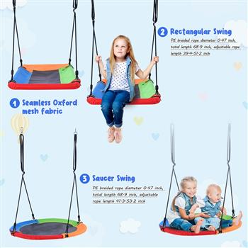 5 in 1 Outdoor Toddler Swing Set for Backyard, Playground Swing Sets with Steel Frame, Multifunction Playsets for Kids with Climbing Ladder, Saucer Swing, Monkey Bar Swing, Disc Swing and Swing Ring