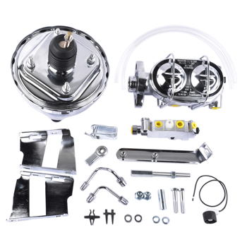 刹车总成 8" Chrome Power Brake Booster Master Cylinder Disc Drum Kit for Chevrolet Bel Air Impala Biscayne 1958-1964