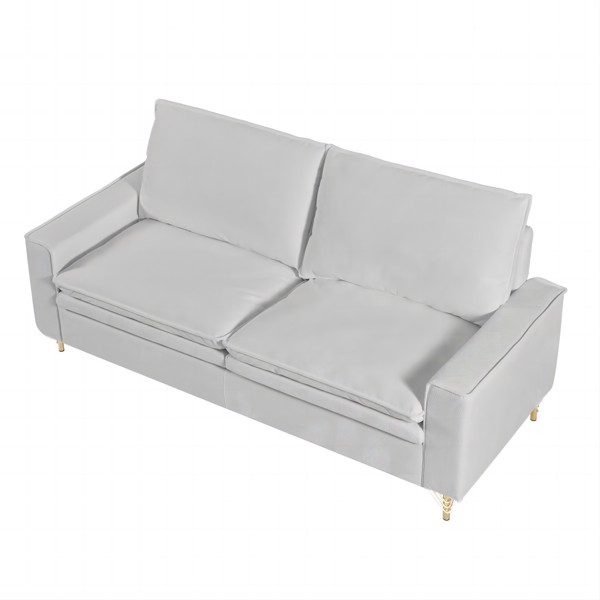 White, Velvet Cloth Indoor Double Sofa With Metal Feet, 78.54"*31.69"*38.18"