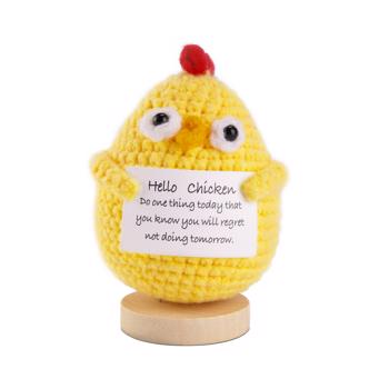 Positive Toy Gifts Funny Crochet Knitted Doll with Positive Card, Mini Creative Small Gifts for Friends, Family, Party Decoration Encouragement，Birthday Gifts (Chick) No Delivery on Weekends