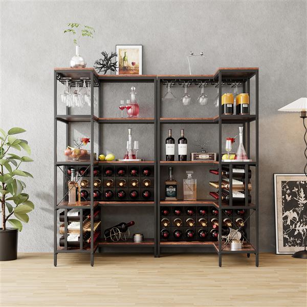 Corner Wine Rack Bar Cabinet Industrial  Floor Bar Cabinets for Liquor and Glasses Storage for Home Kitchen