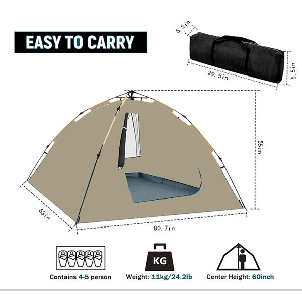 Tent, quick-opening automatic tent, waterproof and UV resistant tent, suitable for 2~3 people camping, picnic, outdoor travel tent -khaki