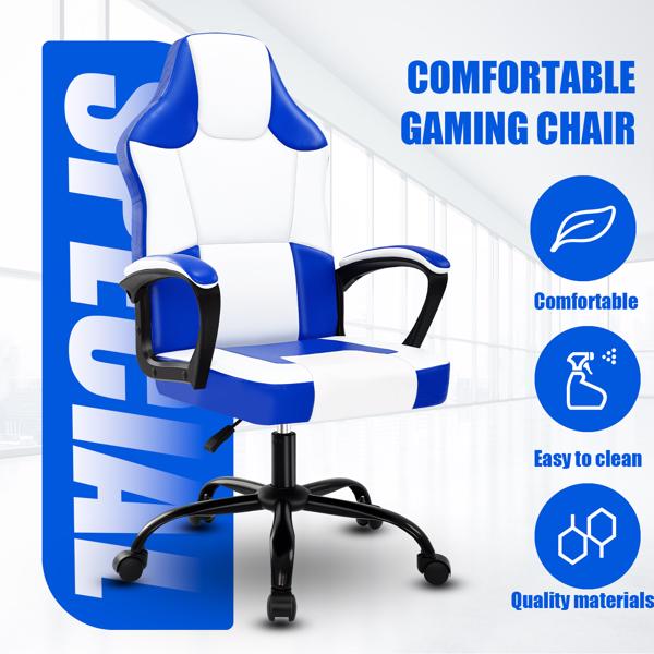 Computer Gaming Chair, Video Game Chairs with Breathable PU Leather, Comfy Swivel Seat, Height Adjustable Computer Chair, Racing E-Sport Gamer Chair for Adults and Teenagers