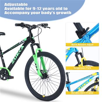 Mountain Bike,24 Inch MTB for Boys and Girls Age 9-12 Years,Multiple Colors