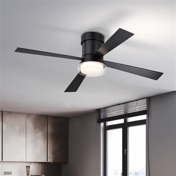 48'' Ceiling Fans with Lights and Remote,  Low Profile Ceiling Fan Flush Mount & Hang, 3000K-6500K Dimmable  LED Fan Light, White Modern Ceiling Fans with Lights for Bedroom