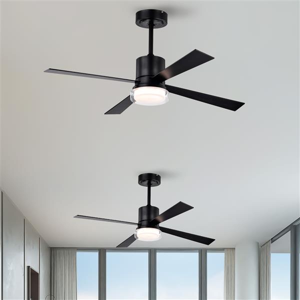 48'' Ceiling Fans with Lights and Remote,  Low Profile Ceiling Fan Flush Mount & Hang, 3000K-6500K Dimmable  LED Fan Light, White Modern Ceiling Fans with Lights for Bedroom