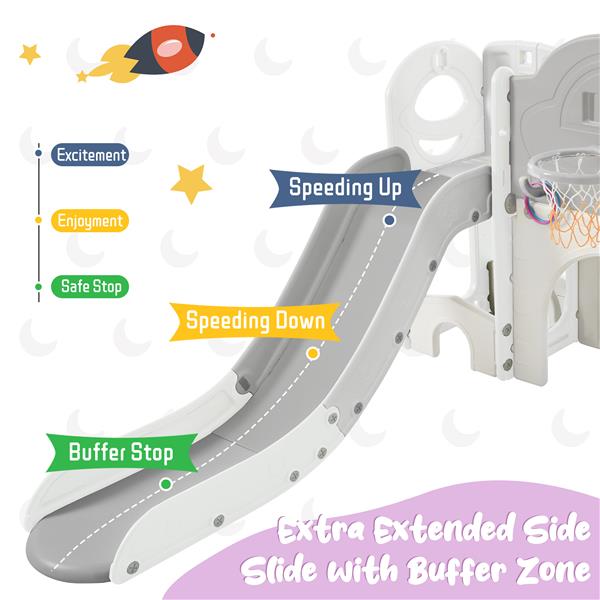 Kids Slide Playset Structure 9 in 1,   Spaceship Set with Slide, Arch Tunnel, Ring Toss, Drawing Whiteboardl and Basketball Hoop for Toddlers, Kids Climbers Playground