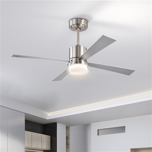 48'' Ceiling Fans with Lights and Remote,  Low Profile Ceiling Fan( Flush Mount & Hang) 2 installation methods, 3000K-6500K Dimmable  LED Fan Light, White Modern Ceiling Fans with Lights for