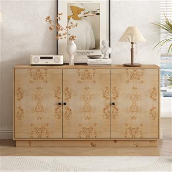 Wood Pattern Storage Cabinet with 3 Doors, Suitable for Hallway, Entryway and Living Rooms.