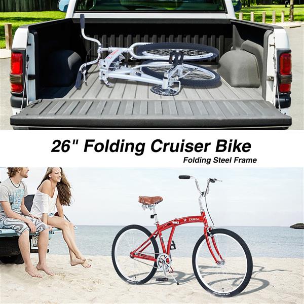 Single Speed Folding Bicycles,  Multiple Colors 26"Inch  Beach Cruiser Bike