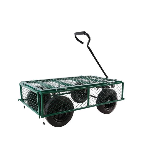 (Green solid wheels wagon cart) Solid wheels Tools cart Wagon Cart Garden cart trucks  make it easier to transport firewood