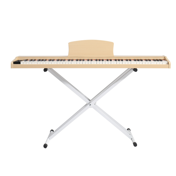 GPP-107 88 Key Full Size Semi-Weighted Standard Keyboards Wooden Digital Piano with Stand, MIDI Bluetooth, Triple Pedals，Headphone and other accessories，for Piano beginner Natural Teak color