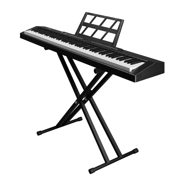 [Do Not Sell on Amazon] Glarry GPP-105 88 Key Full Size Semi-Weighted Standard Keyboards Digital Piano with Dual-tube X-Shape Stand, MIDI Bluetooth, Headphone，for Piano Lover Black color