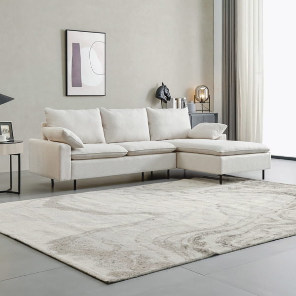 L-Shaped linen sectional sofa with right chaise,living room ,bedroom,office.