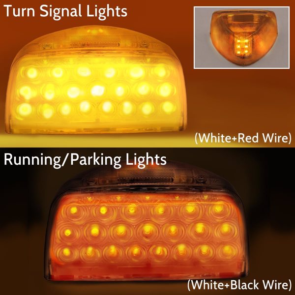 2Pcs  Fit for Peterbilt,31 LED Triangle Amber Peterbilt Turn Signal With 3 Wires Replacement Fit for Peterbilt 379 359 357 365 378 Amber Led/Clear Lens