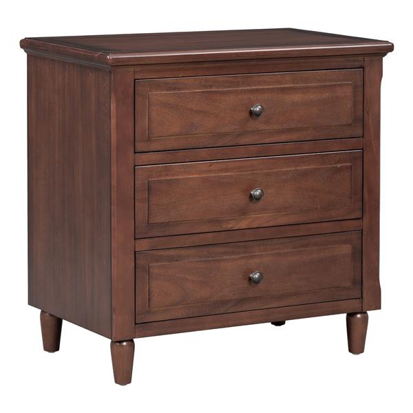 3-Drawer Nightstand Storage Wood Cabinet