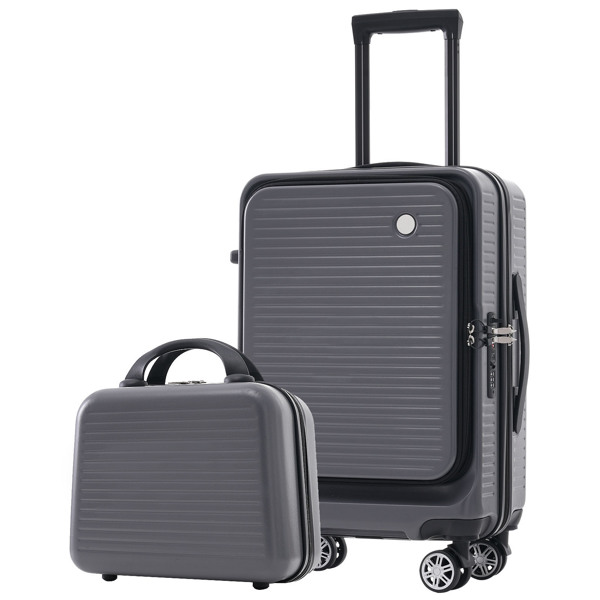 Carry-on Luggage 20 Inch Front Open Luggage Lightweight Suitcase with Front Pocket and USB Port, 1 Portable Carrying Case