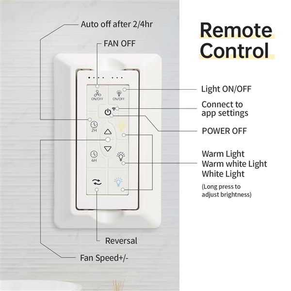 52 Inch Indoor Ceiling Fan With Dimmable Led Light 3 Solid Wood Blades Remote Control Reversible DC Motor For Living Room