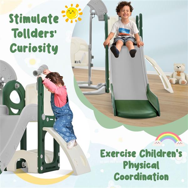 Toddler Slide and Swing Set 5 in 1, Kids Playground Climber Slide Playset with Telescope,  Combination for Babies Indoor & Outdoor