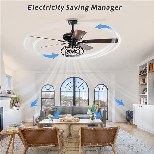 Low Profile Ceiling Fan with Lights(no include bulb),Blade Dark Wood  52-inch Ceiling Fan (Optional Remote&2 Color Option Blades)