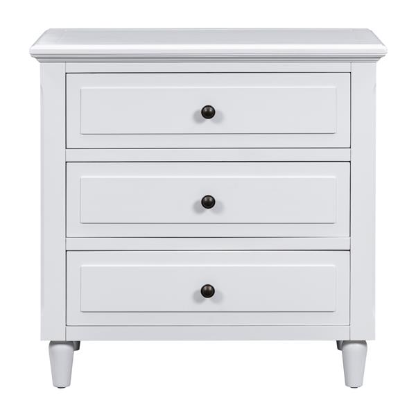 3-Drawer Nightstand Storage Wood Cabinet