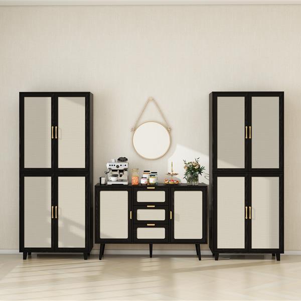 4 Door Cabinet, with 4 Adjustable Inner Shelves, Storage Cabinet