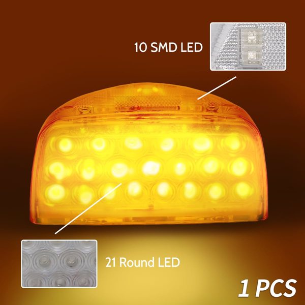 2Pcs  Fit for Peterbilt,31 LED Triangle Amber Peterbilt Turn Signal With 3 Wires Replacement Fit for Peterbilt 379 359 357 365 378 Amber Led/Clear Lens