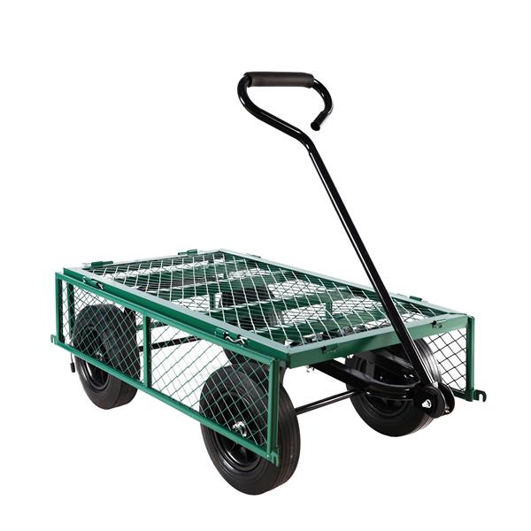 (Green solid wheels wagon cart) Solid wheels Tools cart Wagon Cart Garden cart trucks  make it easier to transport firewood