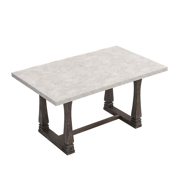 60 inch Dining Table, Classic Farmhouse Rectangle Kitchen Table Ideal for Home, Kitchen, Grey Tabletop.