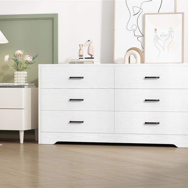 WOOD MDF BOARDS, 6 Drawers Dresser, WHITE